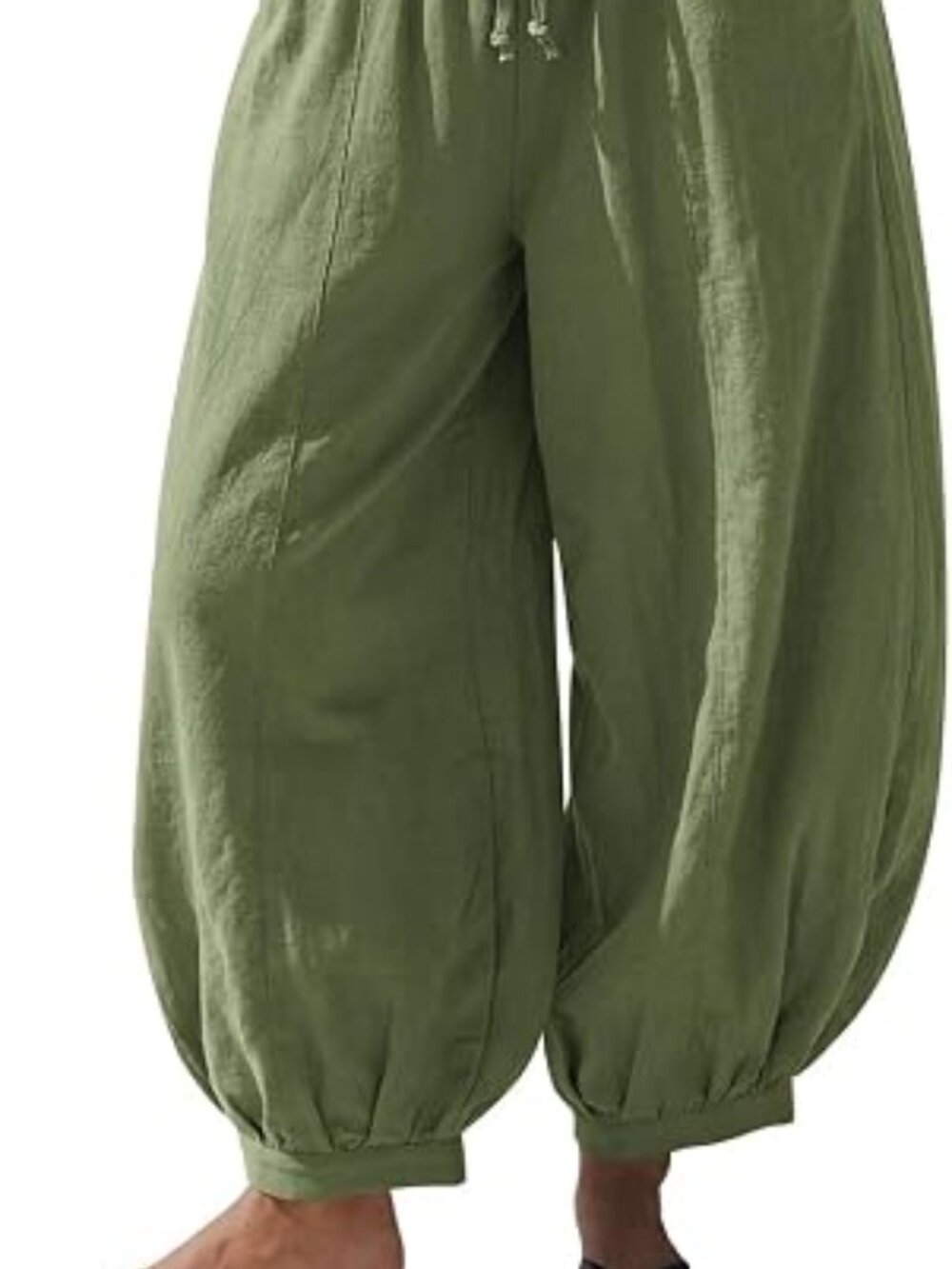 TARSE Women’s Linen Balloon Pants Wide Leg Harem Palazzo (XL)